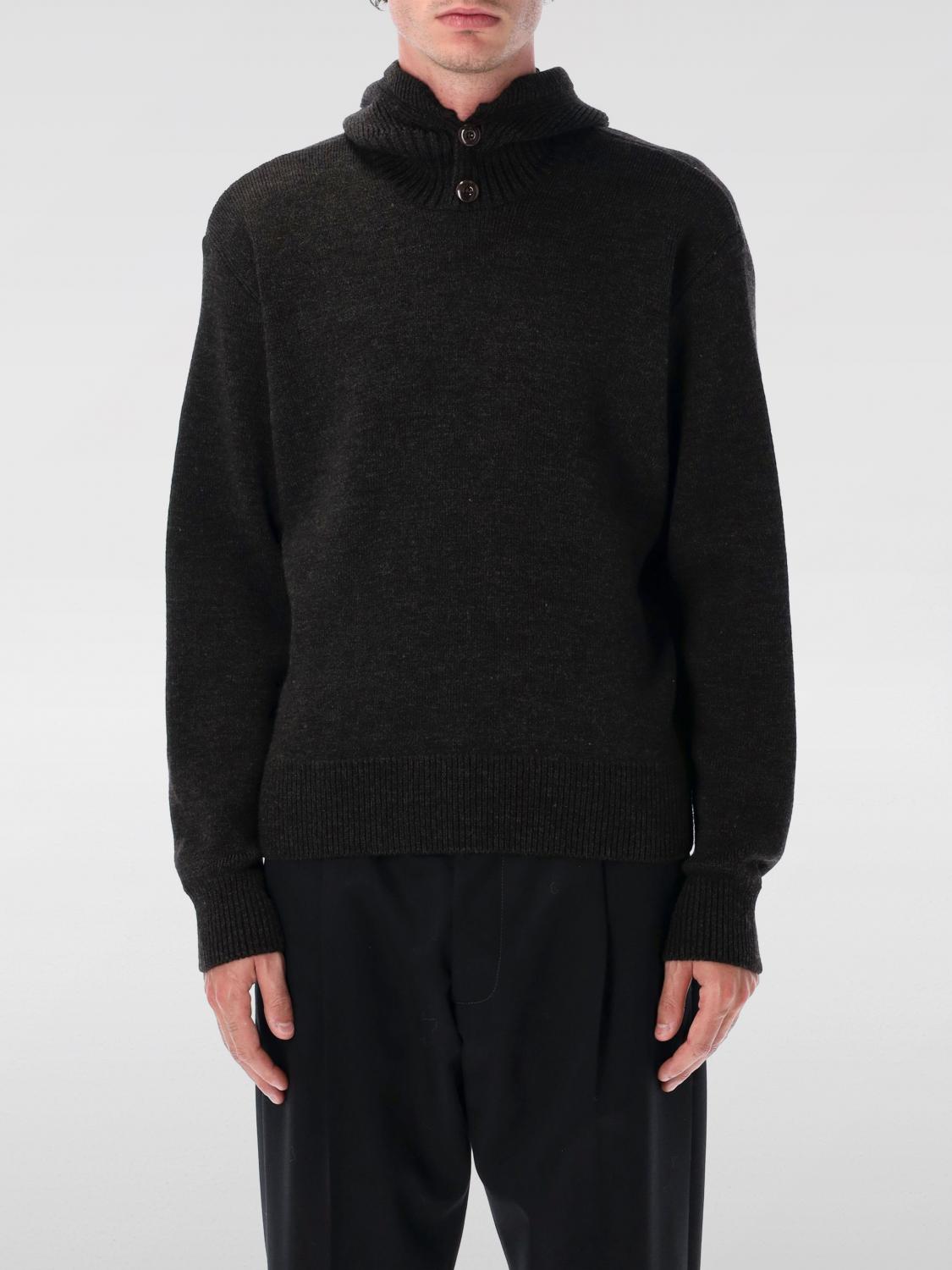 Lemaire Knitted Hooded Sweater With Ribbed Detailing In Black