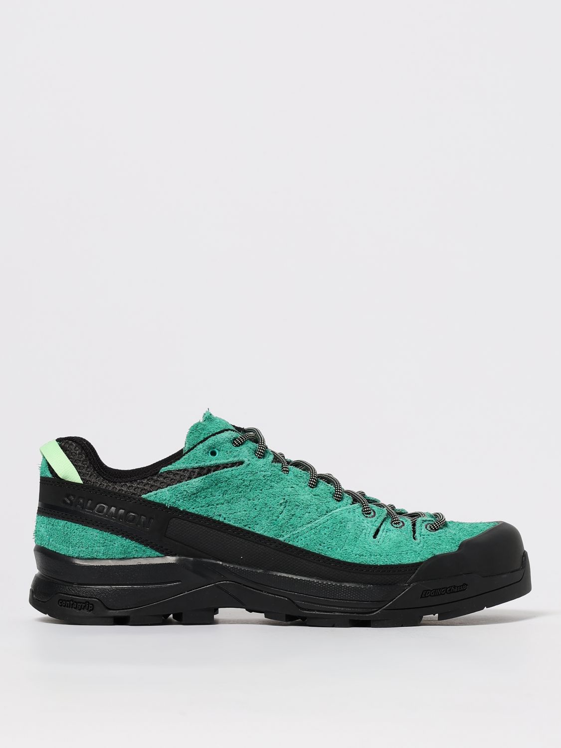 Salomon Suede Mesh Sneakers Pull Tab Rubber Sole In Green