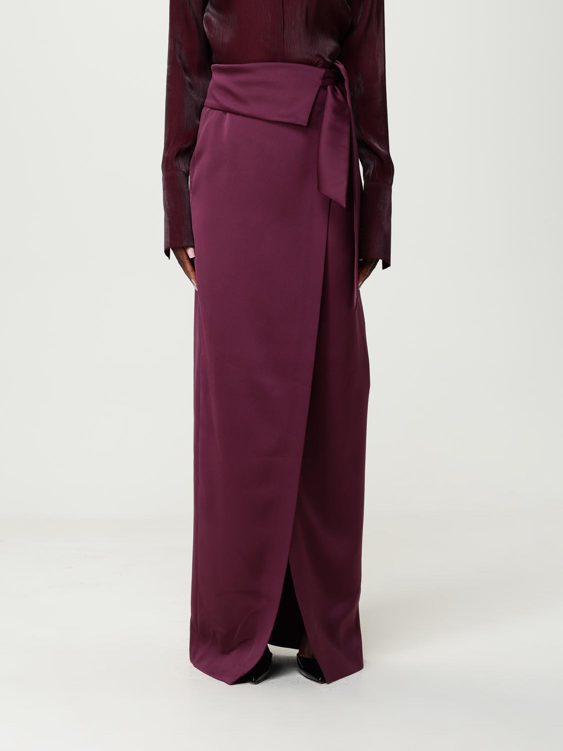 Genny Womens Rhododendron Envers Wrap-front Satin Midi Skirt In Burgundy