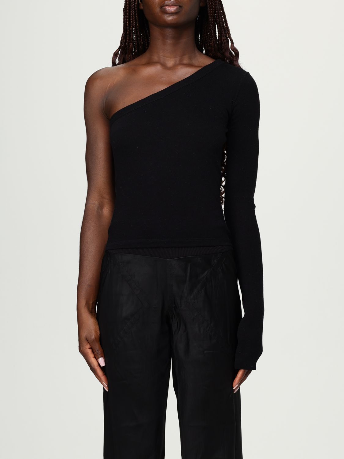 Rick Owens Concordians Ziggy Off Shoulder T-shirt In Black