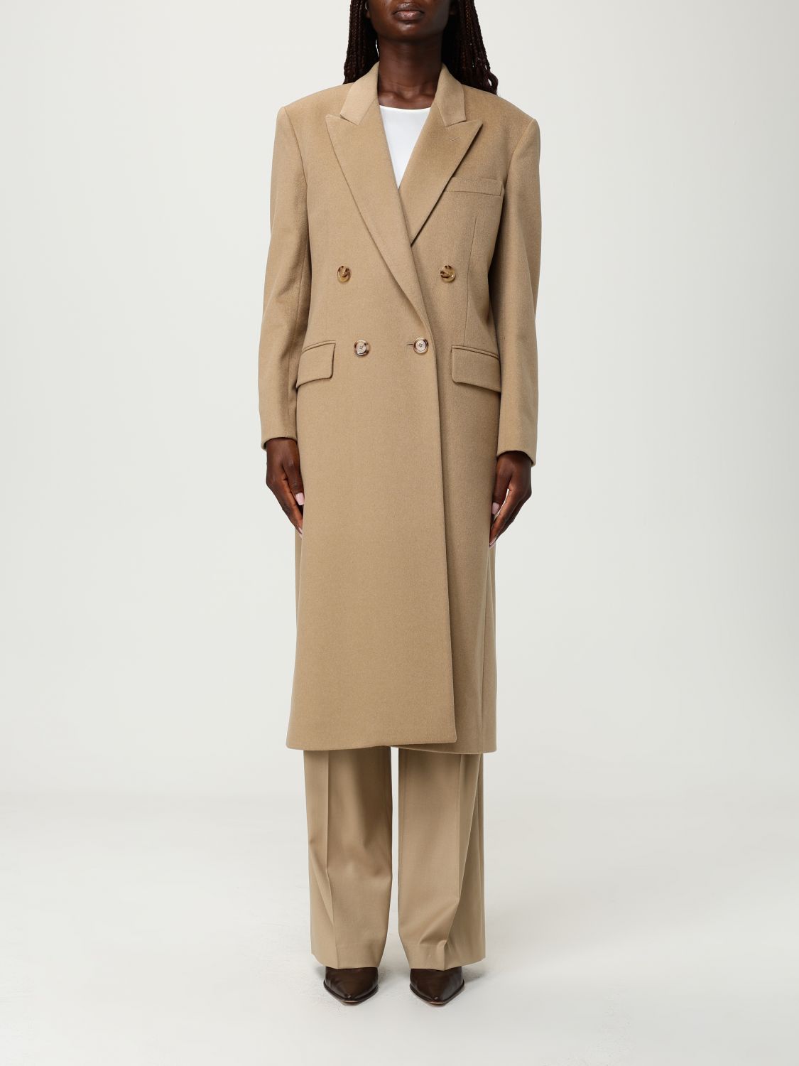 Lardini Coat Woman Color Camel In Brown