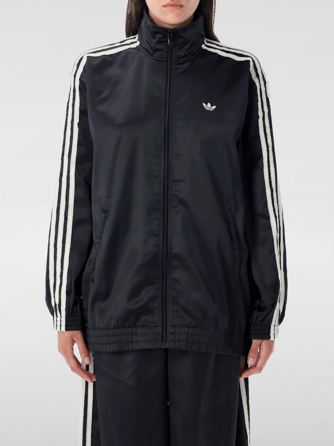 Adidas Originals Satin Ruffle 3-stripes Firebird Track Jacket In Black