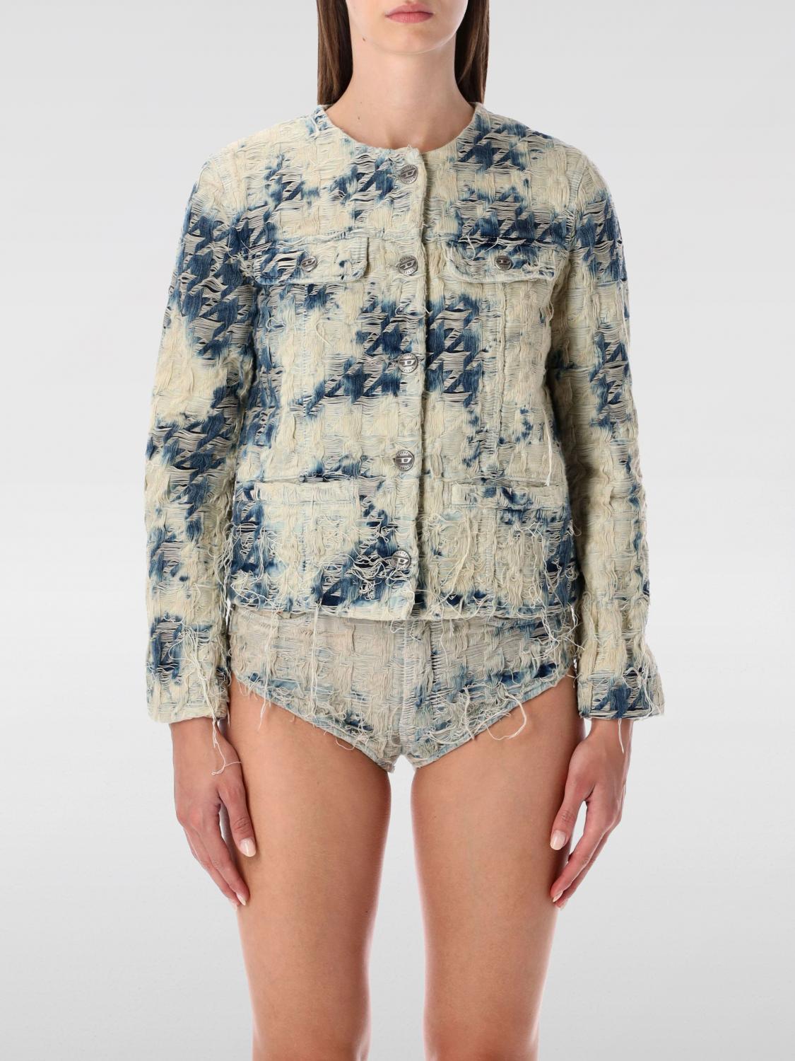 Diesel Light Blue Distressed Cotton Denim Jacket In Multi