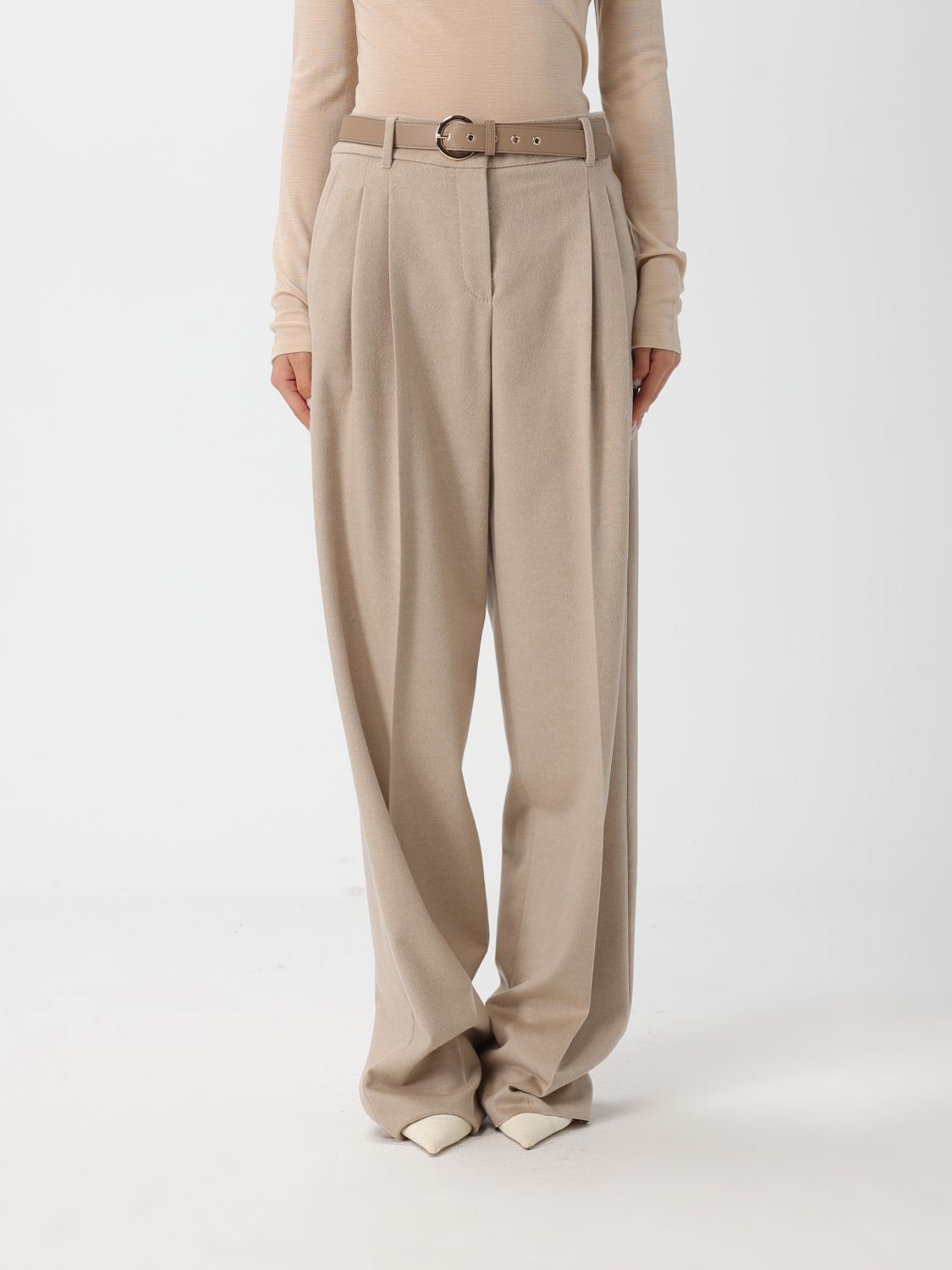 Max Mara Pants Woman Studio In Neutral