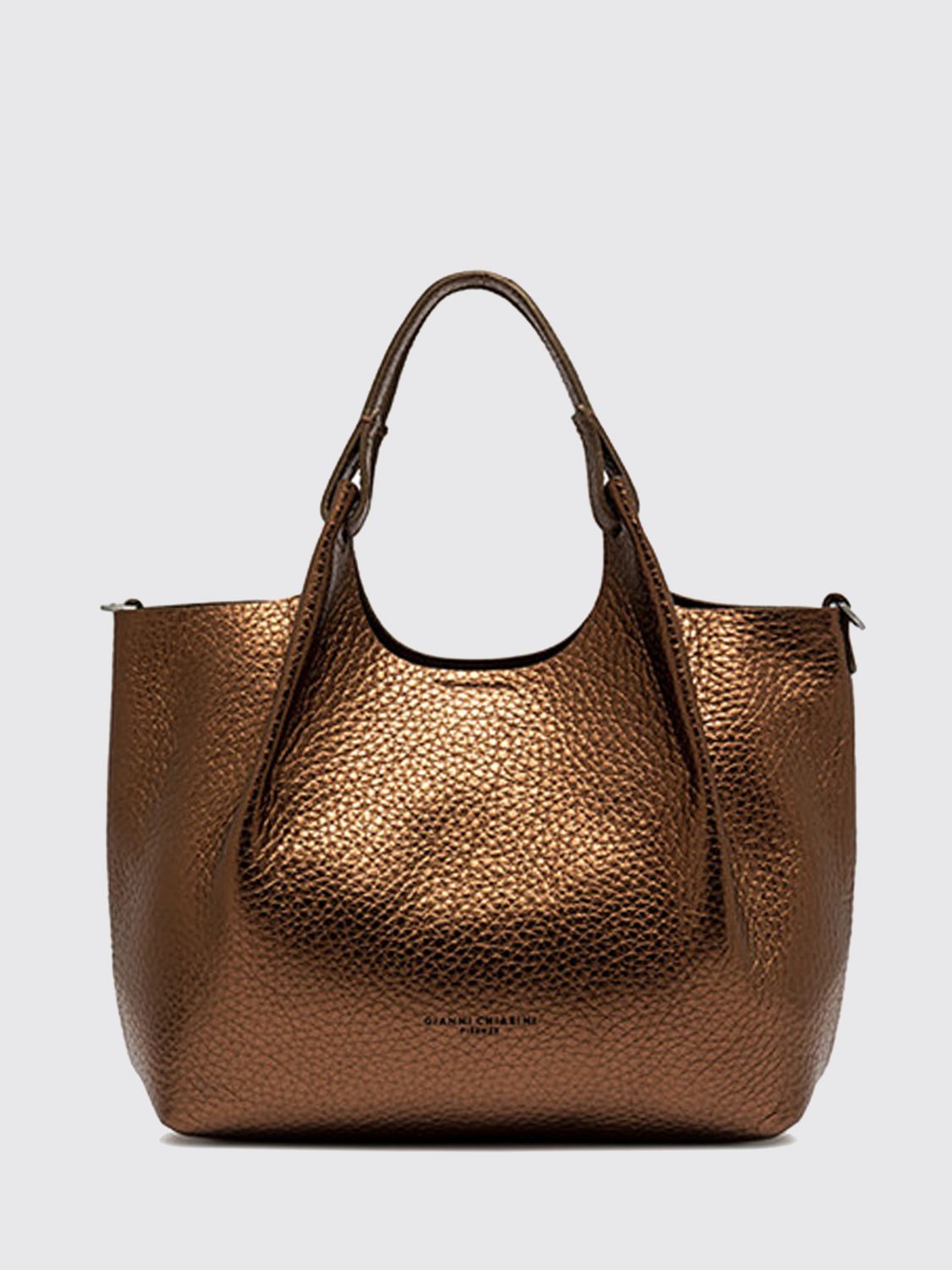Gianni Chiarini Dua Metallic-effect Leather Tote Bag In Brown