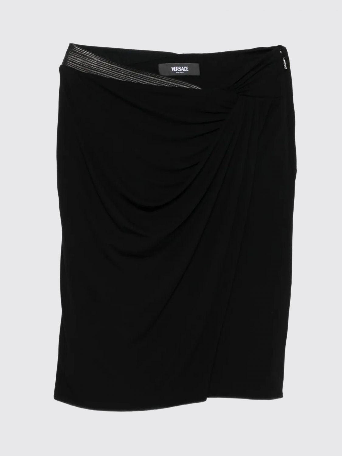 Versace Draped Skirt With Embellishment In Black
