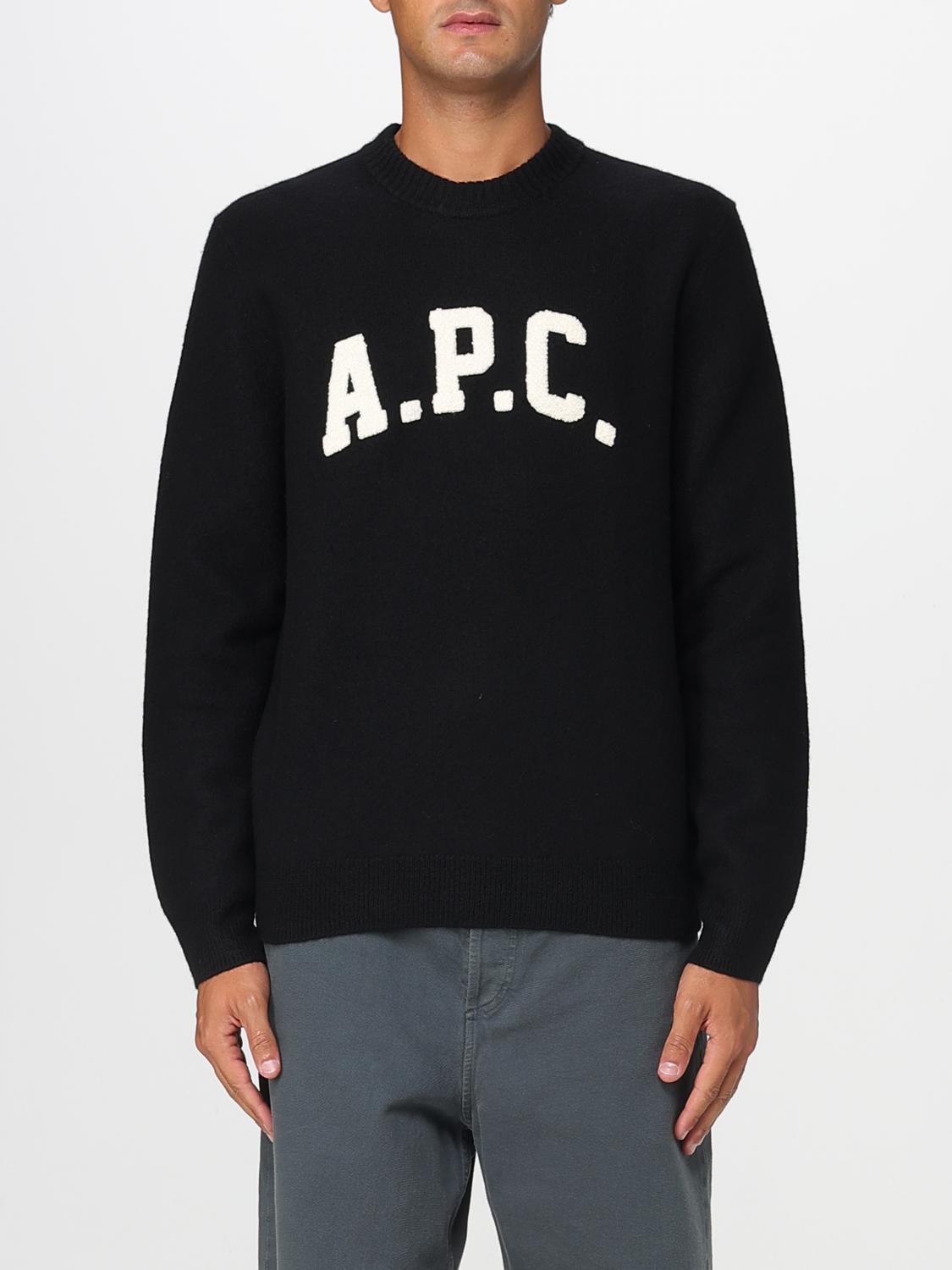 Apc Jay Varsity-logo Crew-neck Sweater In Black