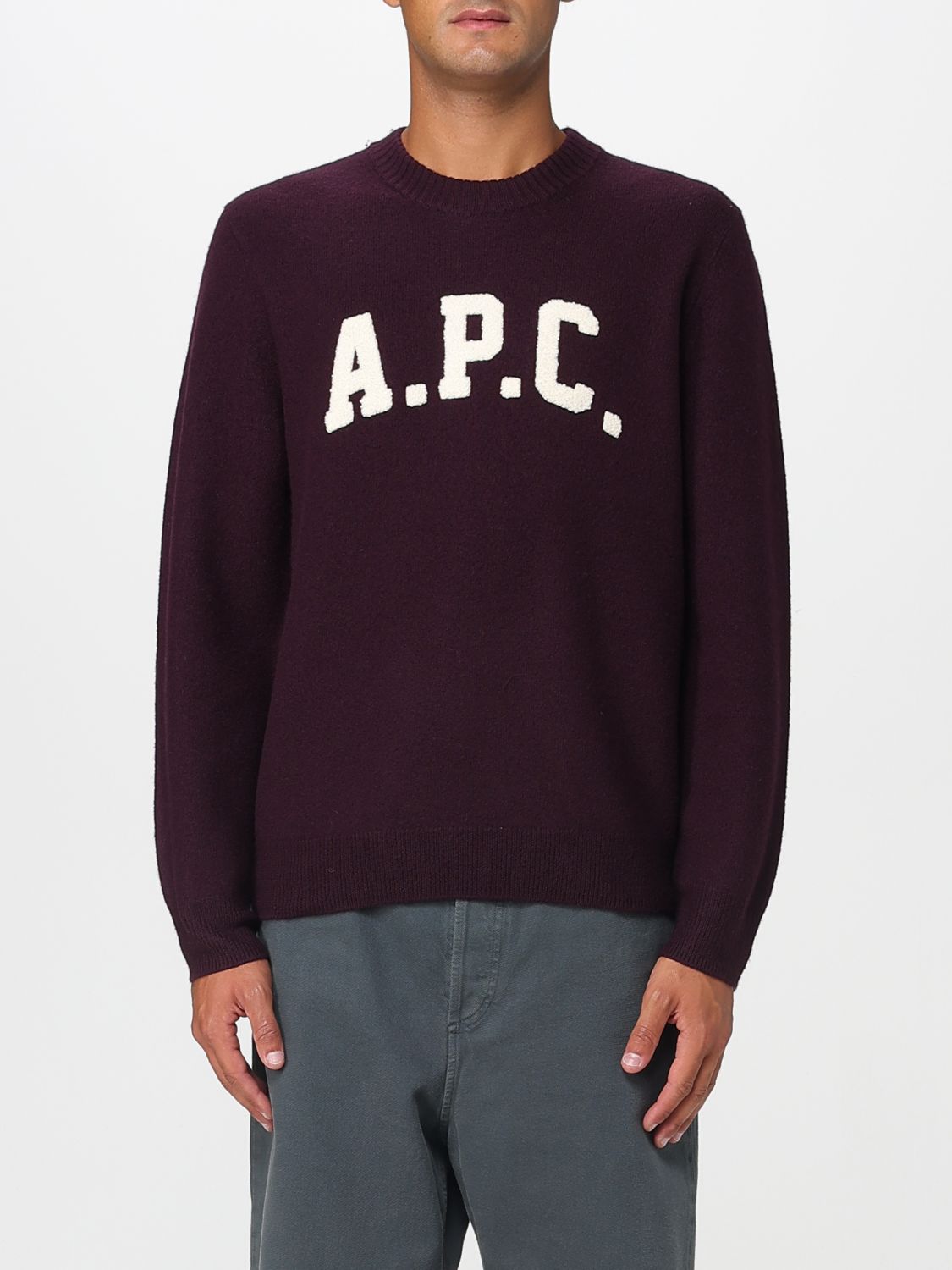 Apc A.p.c. Plum Wool Jay Sweater In Burgundy