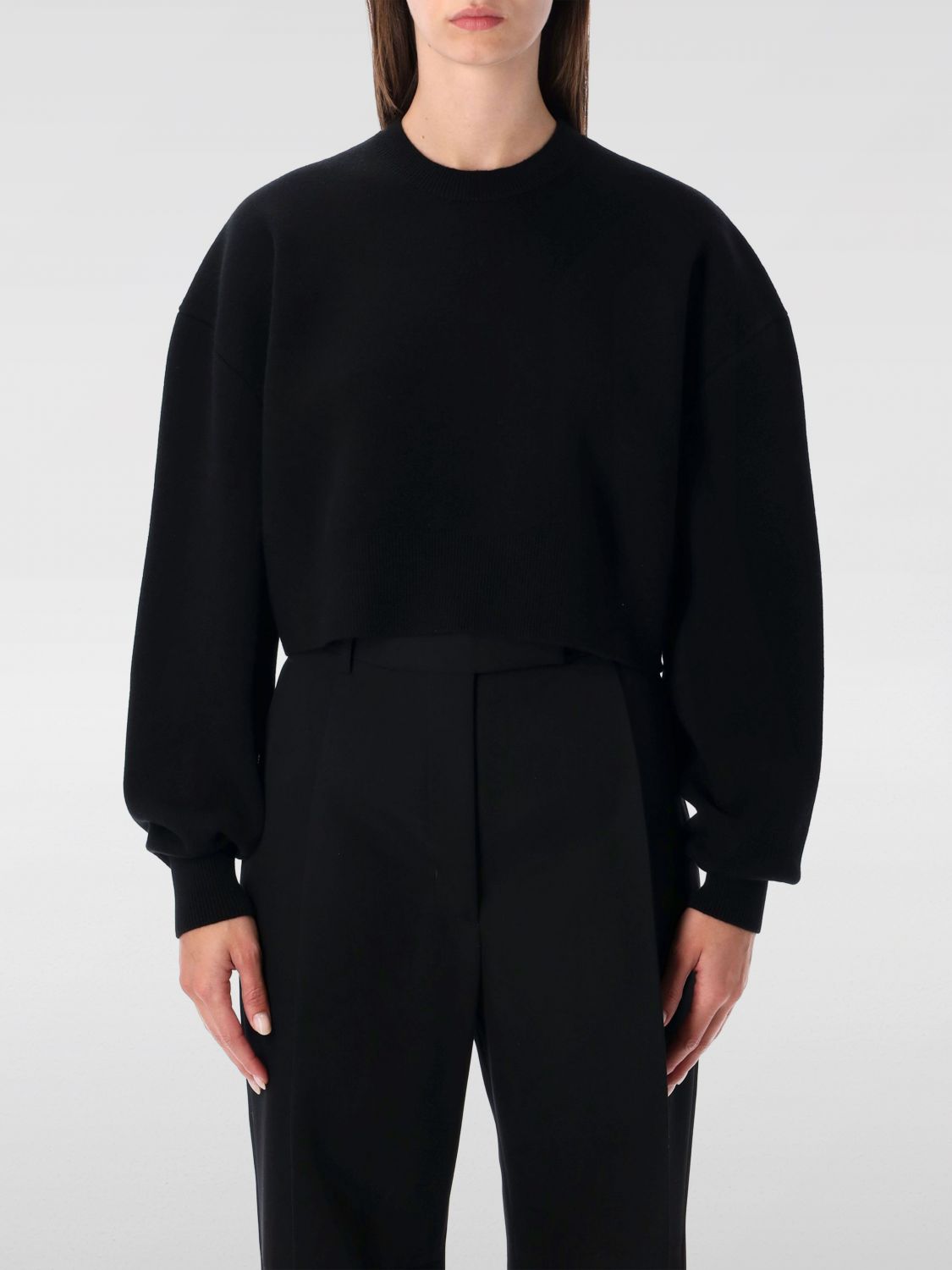 Tom Ford Black Wool And Cashmere Cropped Sweater In Black