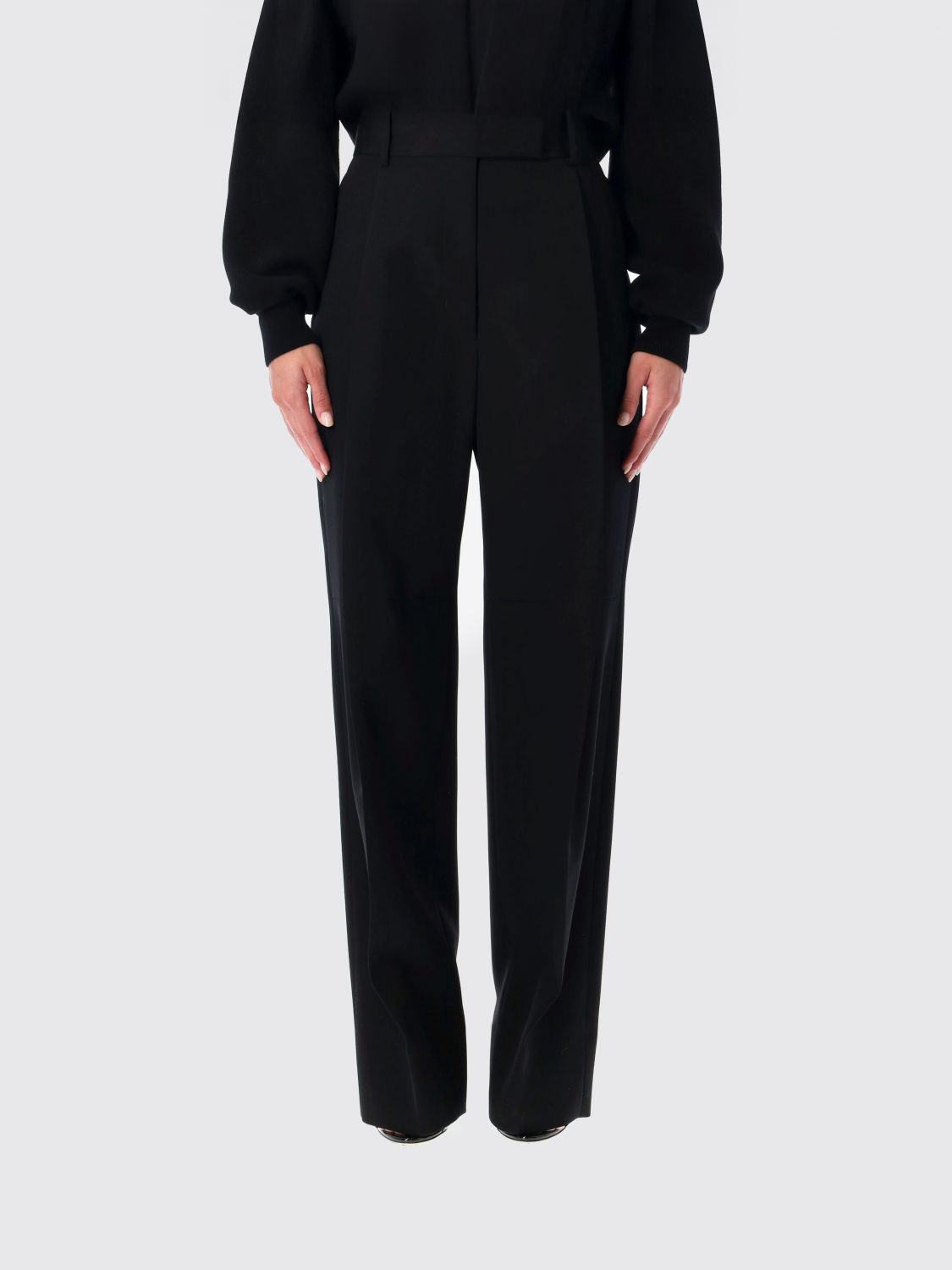 Tom Ford Tailored Wide Leg Wool Trousers In Black