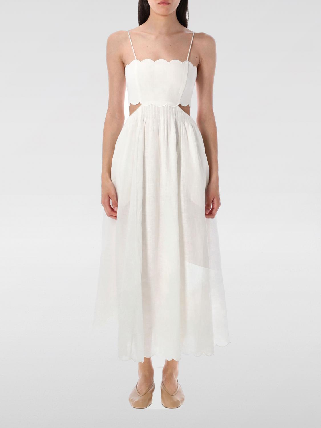 Zimmermann Devi Scallop-edge Cutout Linen-voile Midi Dress In White