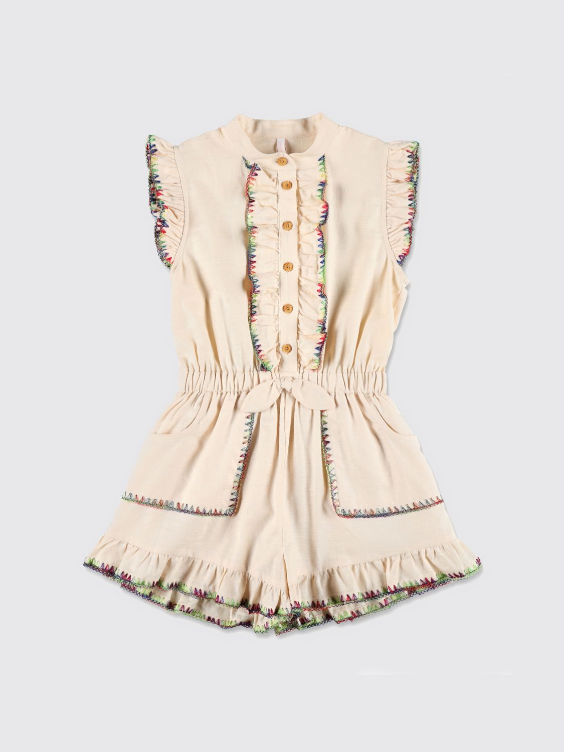Zimmermann Lucky Frill Playsuit In Neutral