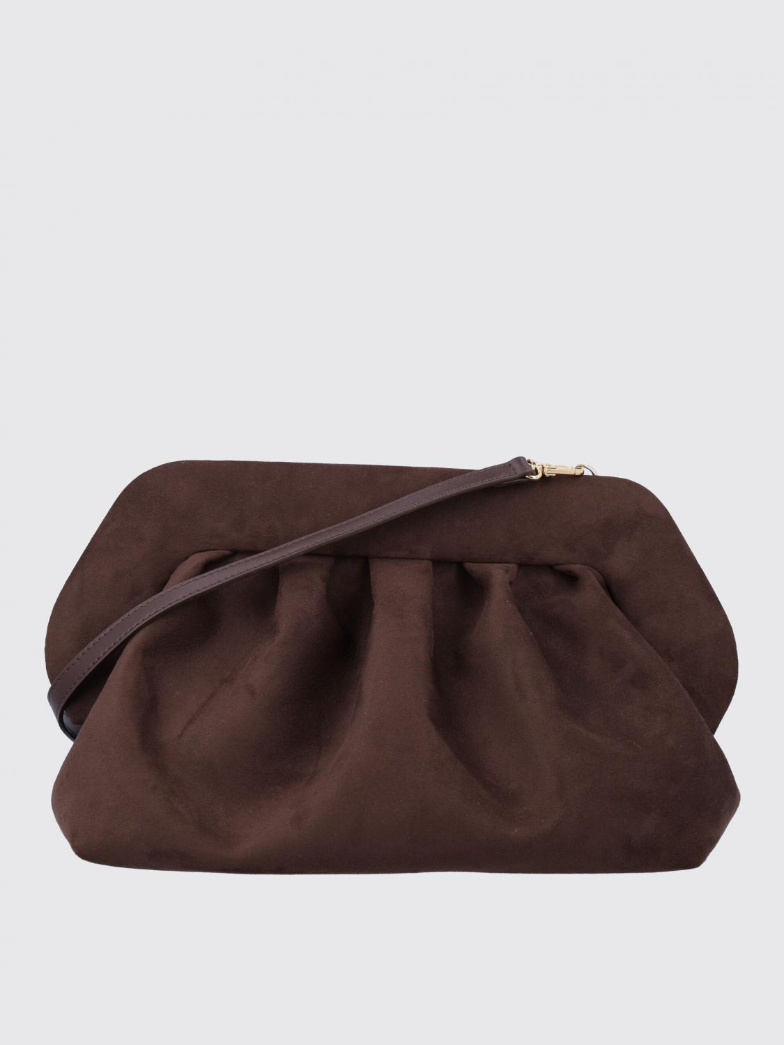 Themoirè Bios Pleated Clutch In Brown