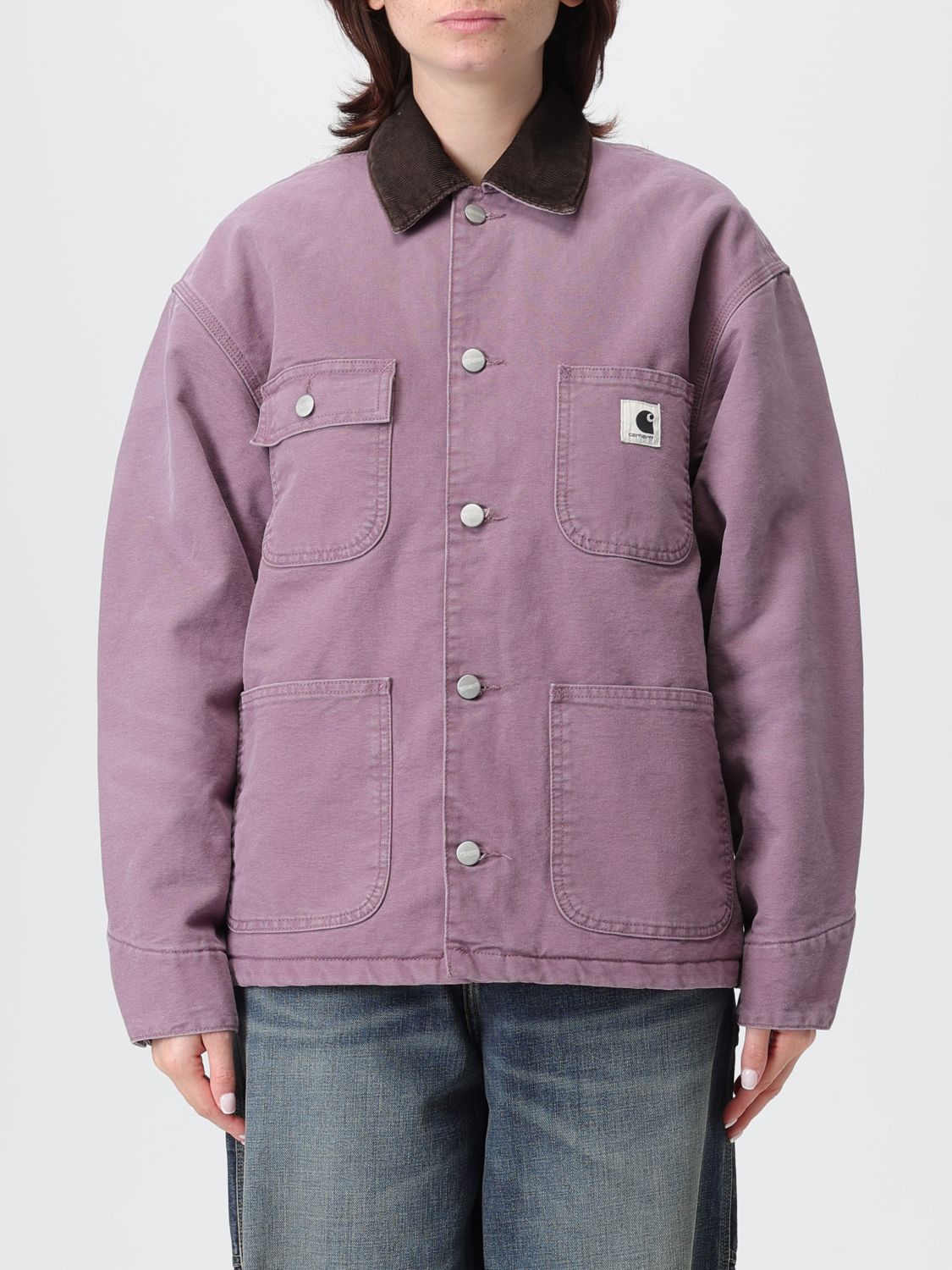 Carhartt Omens Phlox Tobacco Og Michigan Corduroy-collar Cotton Jacket Xs In Black