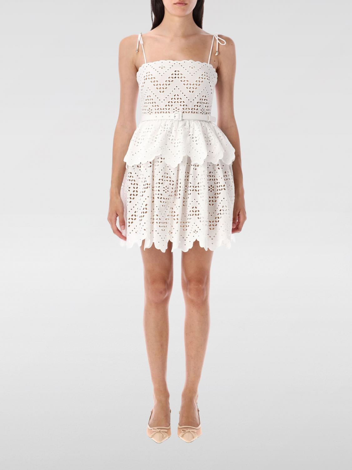 Self-portrait Belted Scalloped Broderie Anglaise Cotton-voile Mini Dress In White