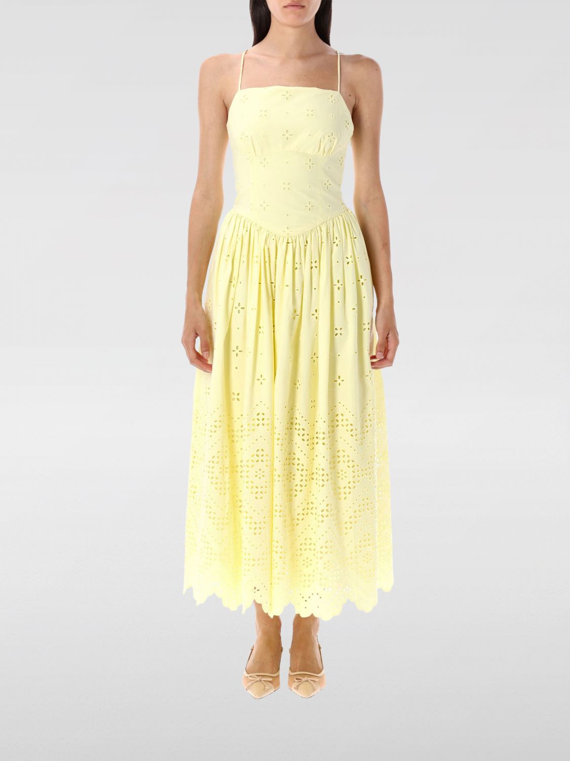 Self-portrait Cotton Dress - Women's - Cotton In Yellow