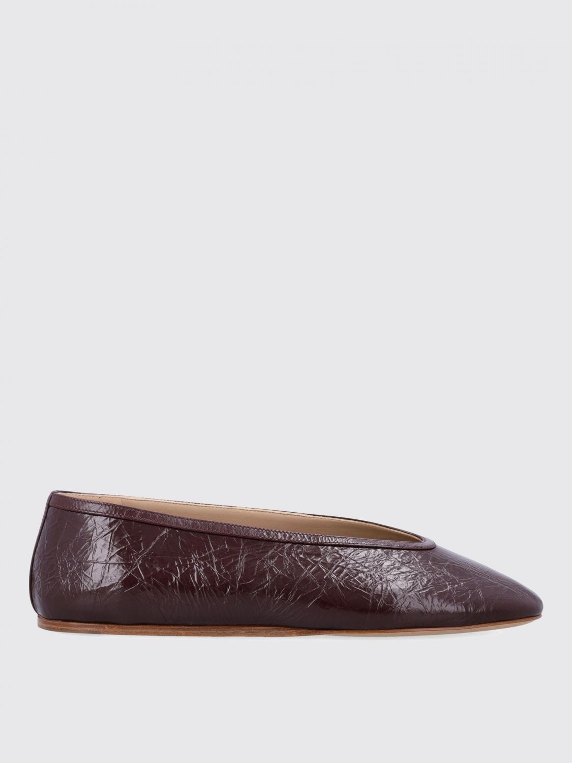 Le Monde Beryl Naplack Round Toe Ballerina Shoes In Burgundy