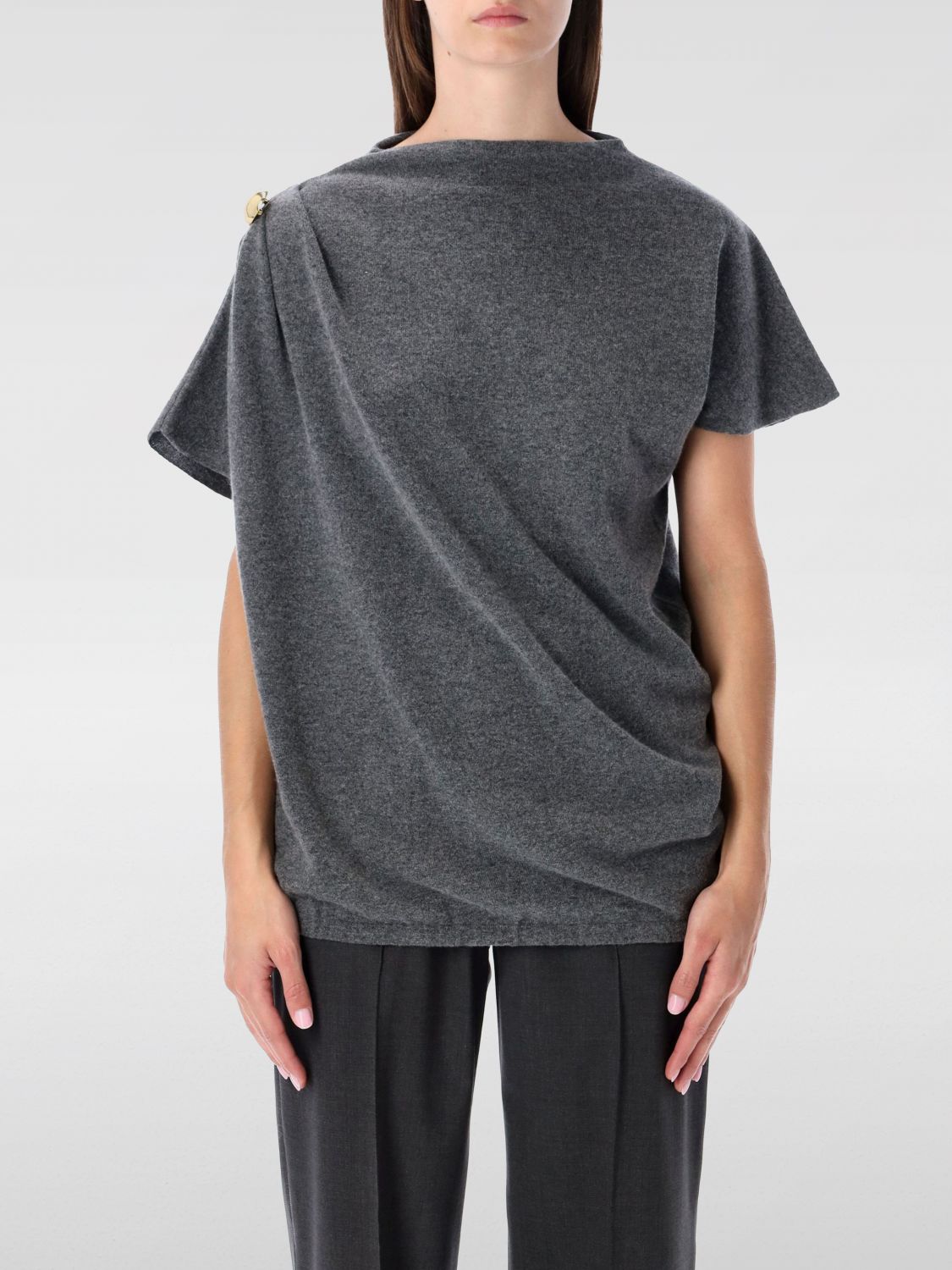 Fabiana Filippi Asimmetric Top With Detail On Shoulder In Gray