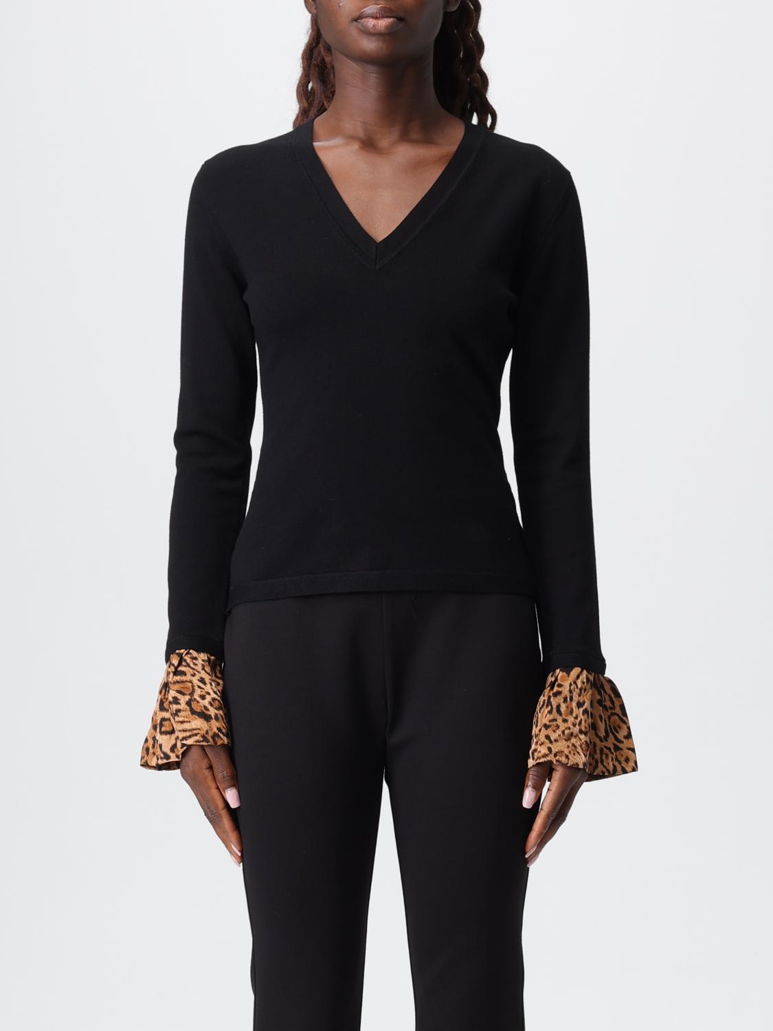 Twinset Pull Avec Empiècements Animaliers In Black