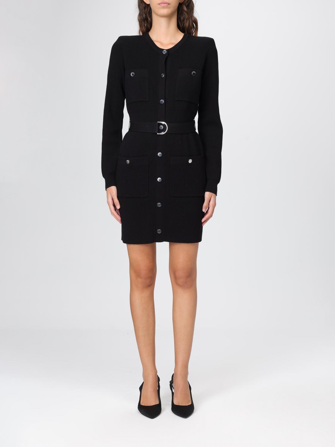 Liu •jo Knit Dress With Shoulder Pads In Black