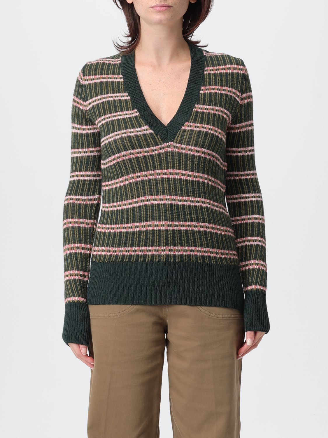 Etro Women Striped Wool Sweater In Multi