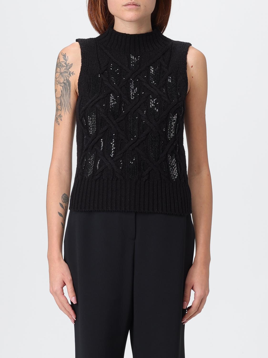 Ermanno Scervino Cropped Sleek Knitted Top With High Neck In Black