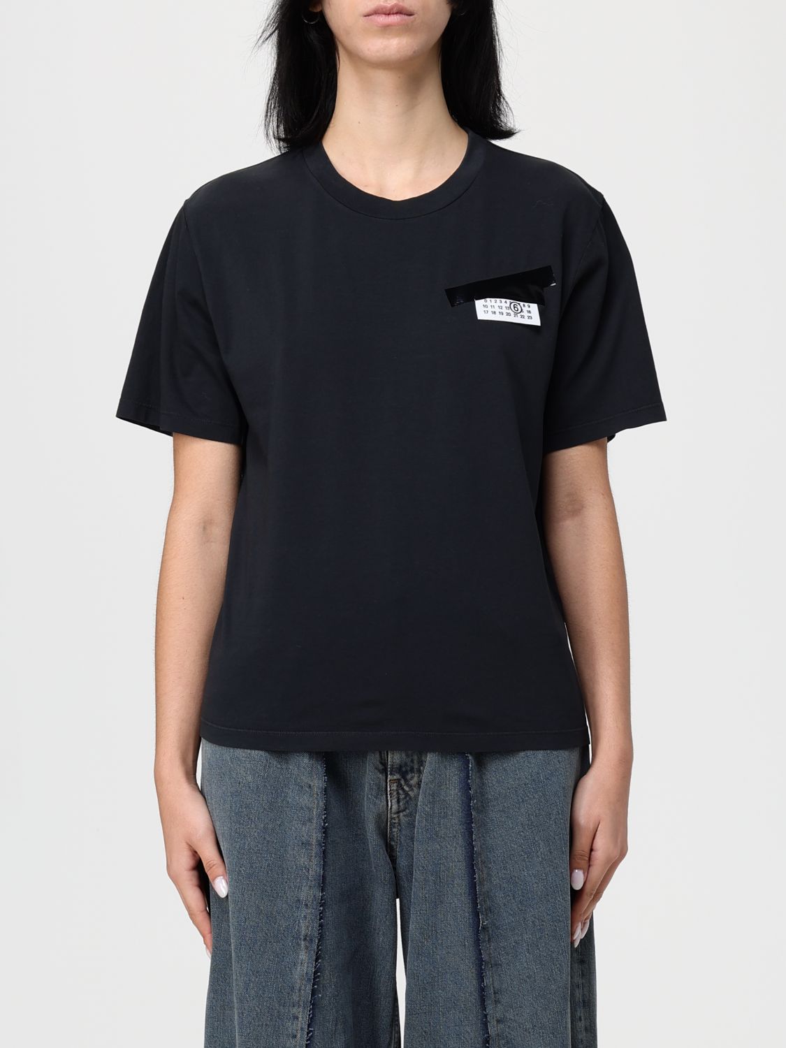 Mm6 Maison Margiela Mm6 Cotton Logo T-shirt In Black