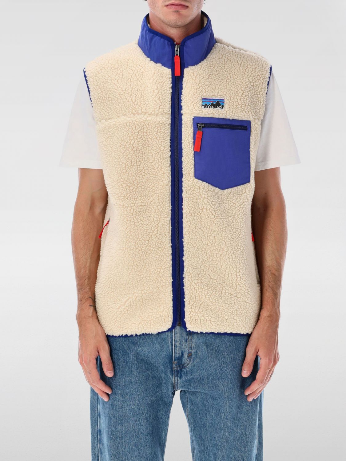 Patagonia Sleeveless Fleece Vest High Collar In Neutral