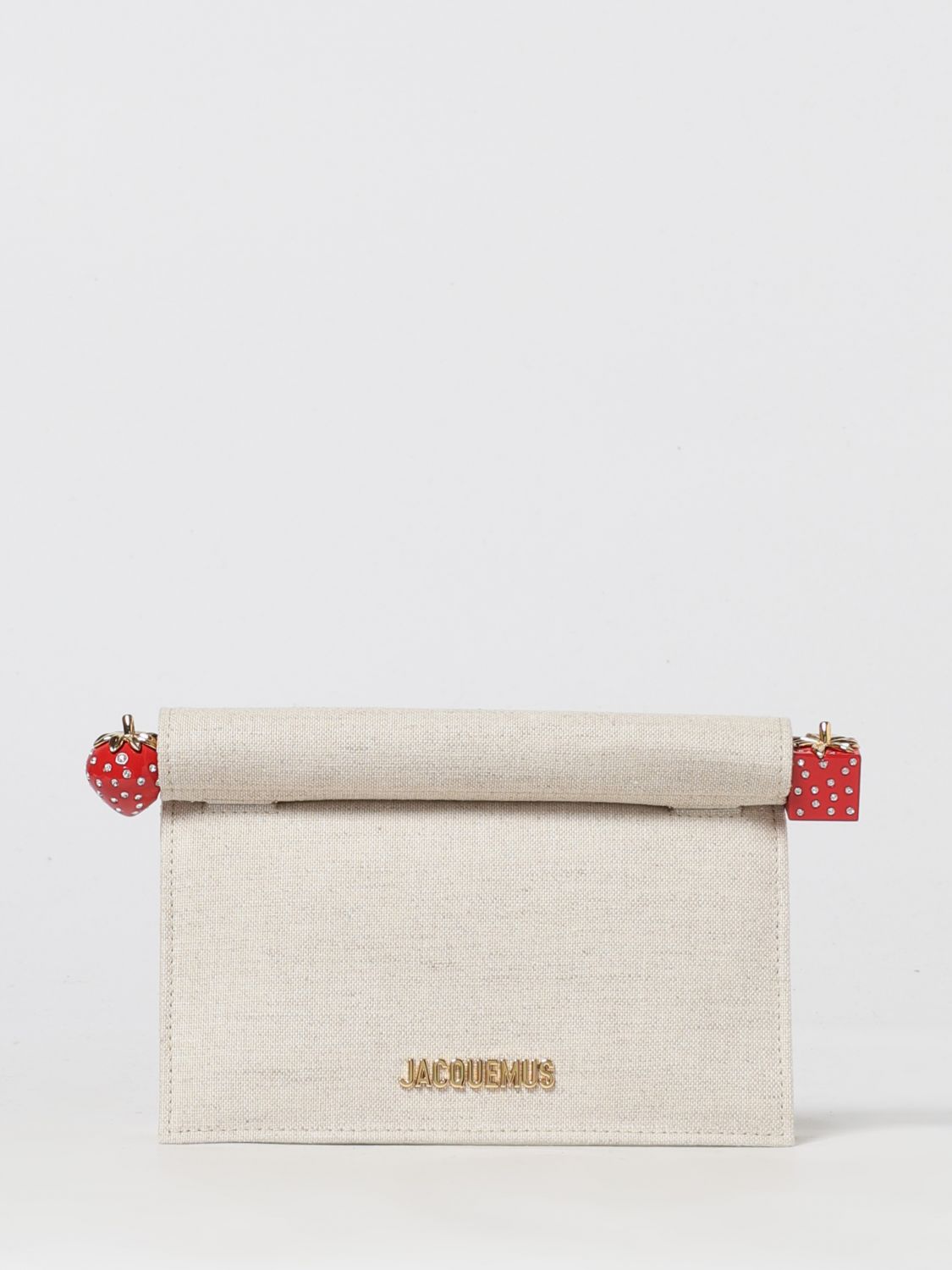 Jacquemus Round Square Chain Strap Clutch Bag In Neutral