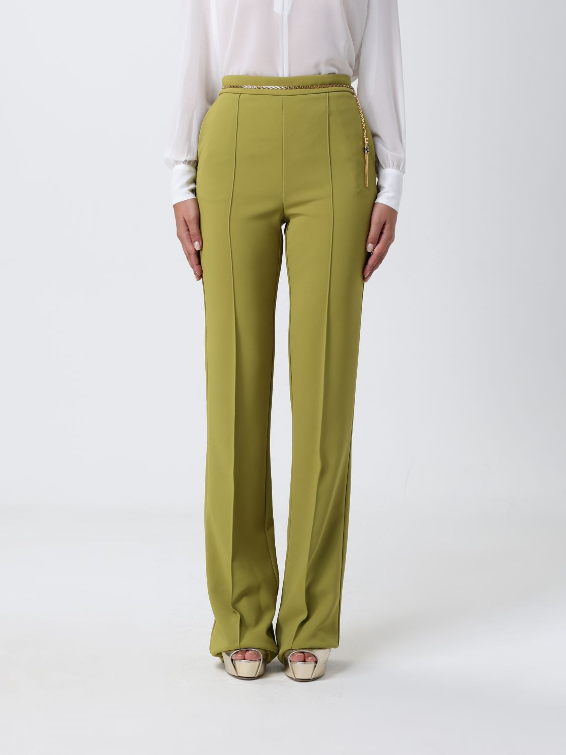 Elisabetta Franchi Pants Woman Color Green In Green