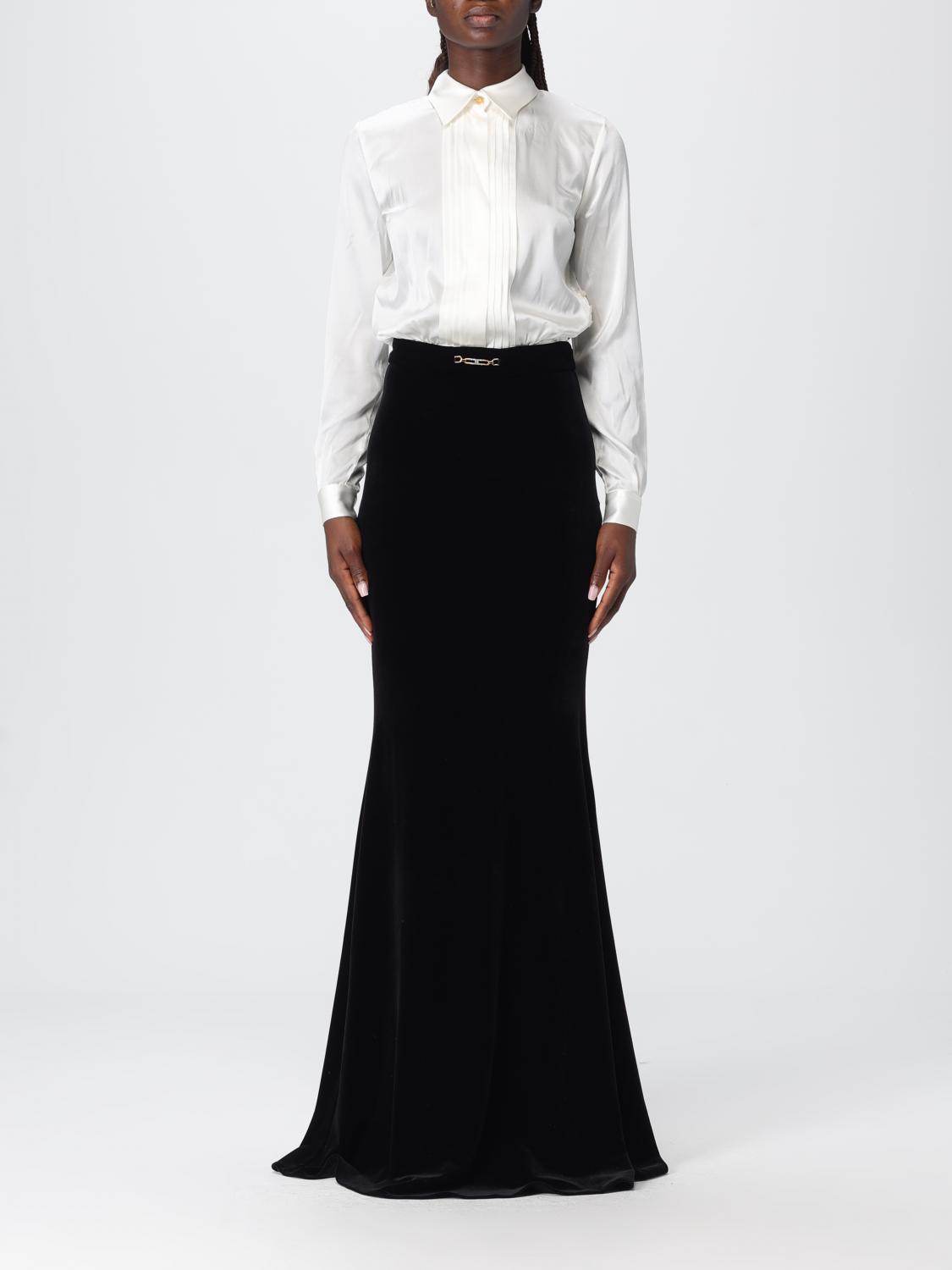 Elisabetta Franchi Pleated-front Maxi Dress In White