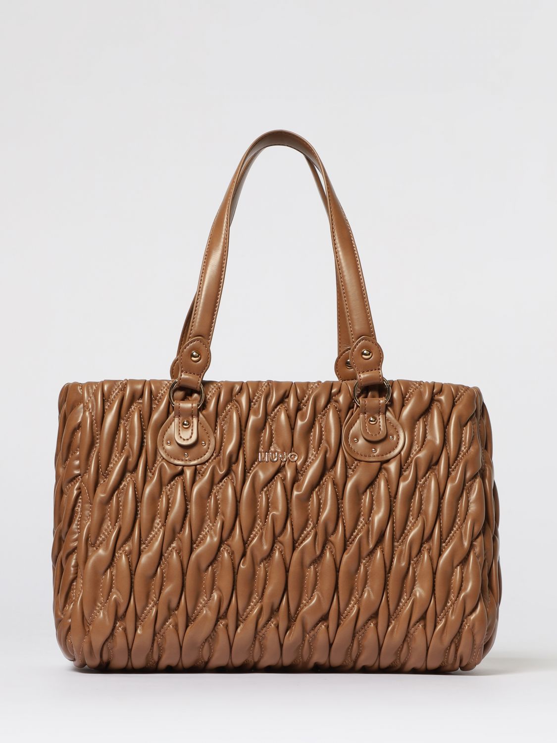 Liu •jo Braided Suede Tote Bag With Buckle Accents In Brown