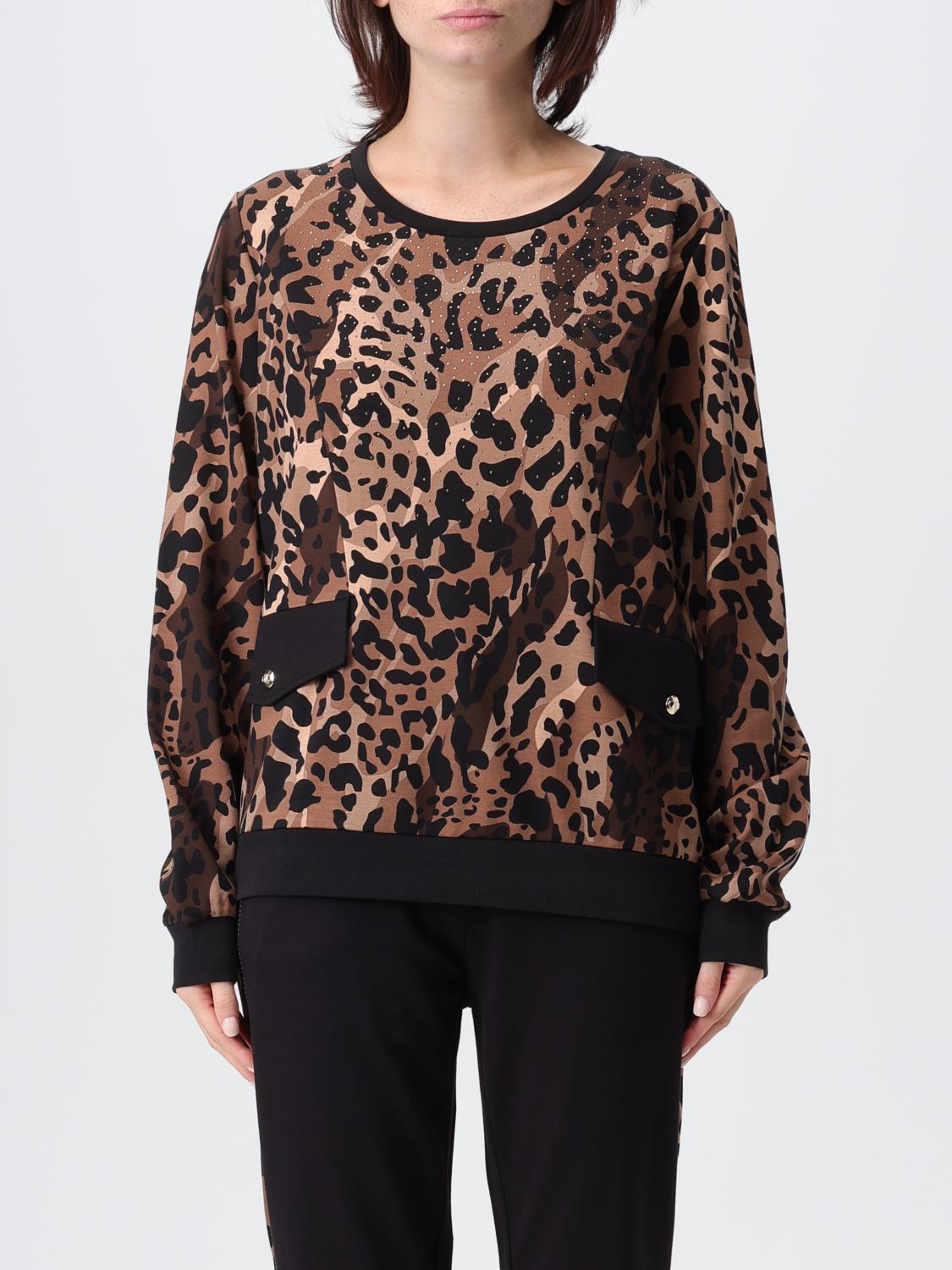 Liu •jo Leopard-print Embellished Sweater In Brown