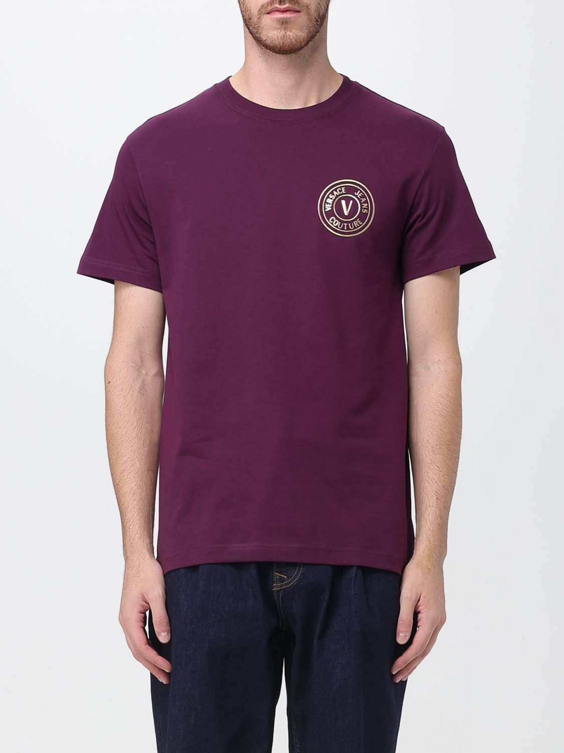 Versace Jeans Couture T-shirt Men Color Silver In Burgundy