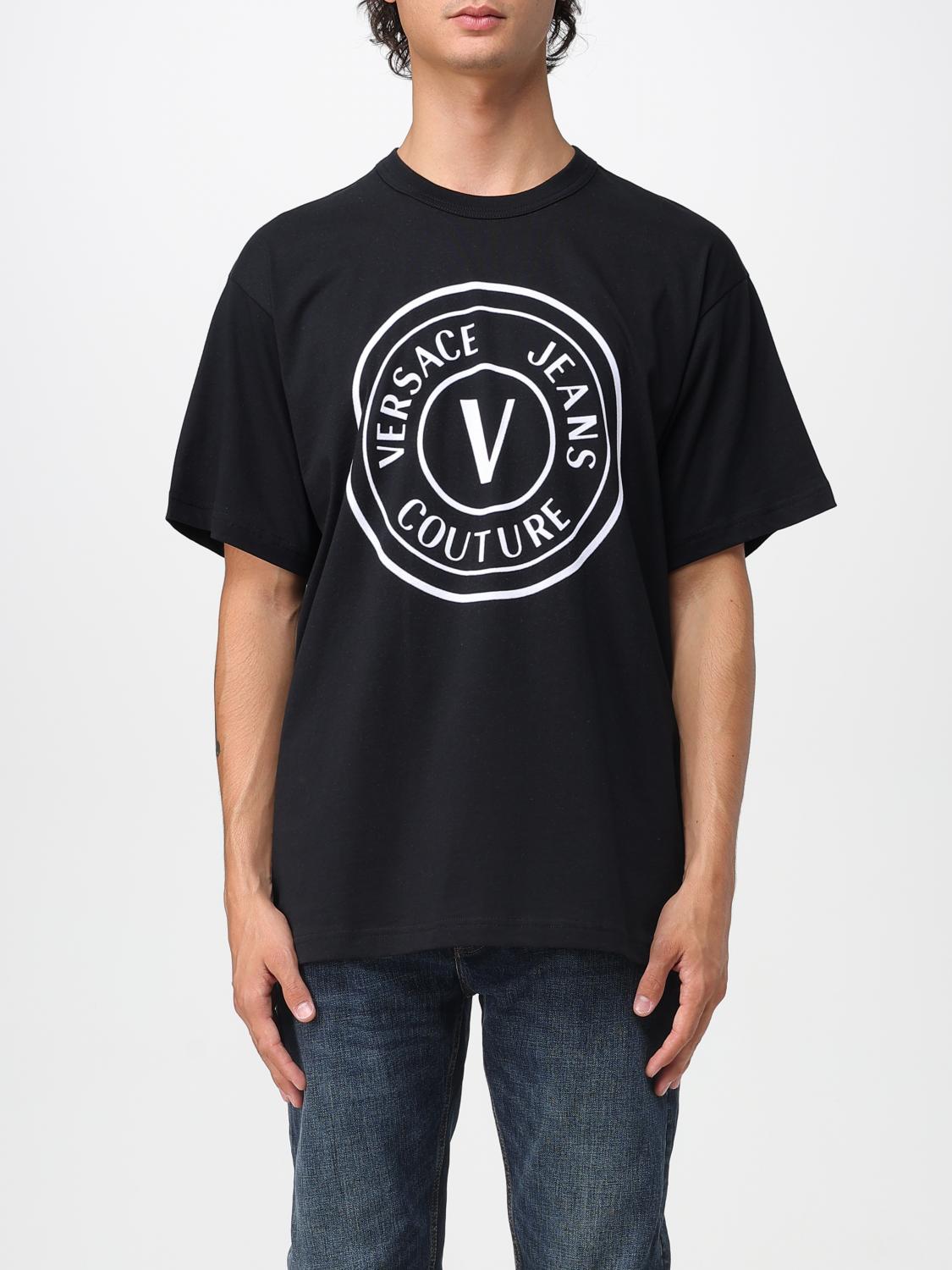 VERSACE JEANS COUTURE T-Shirt Men color Black　VERSACE JEANS COUTURE Tシャツ メンズ カラー ブラック VERSACE
