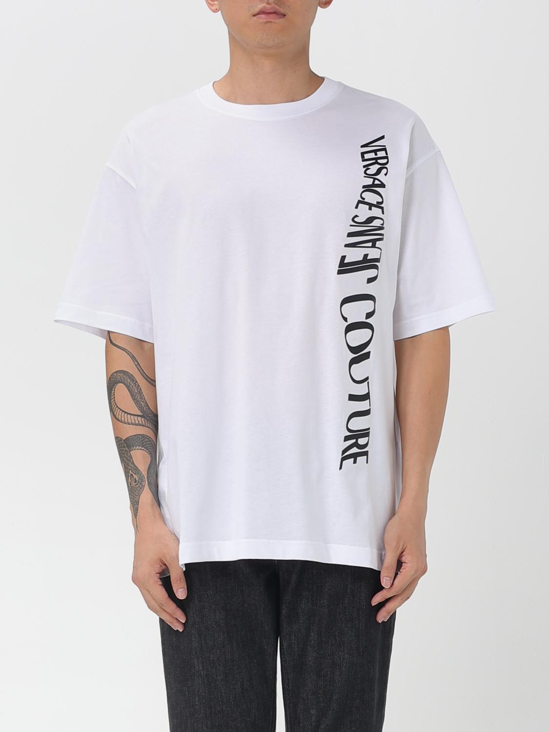 Versace Jeans Couture Vertical-logo T-shirt In White