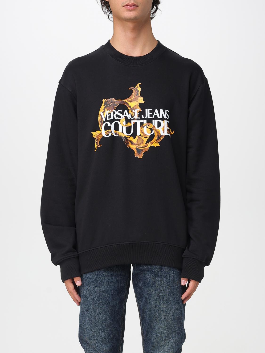 Versace Jeans Couture Baroque Graphic Print Crew Neck Sweatshirt In Black