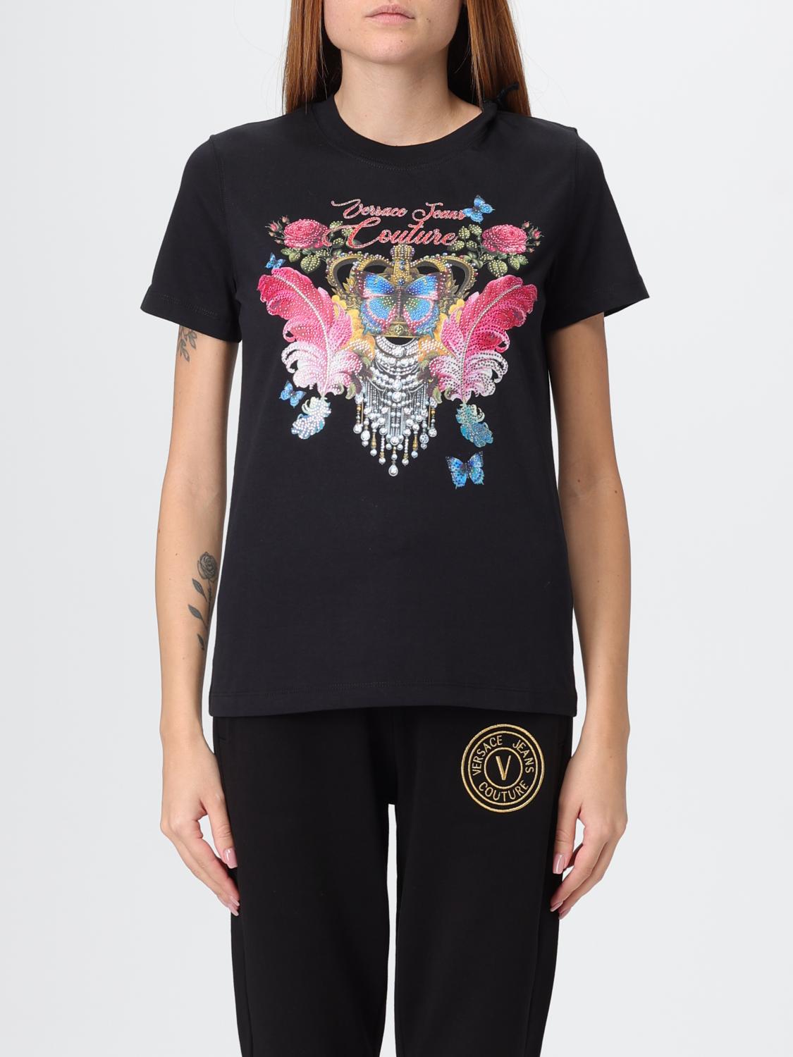 Versace Jeans Couture Butterfly Crown-print T-shirt In Black