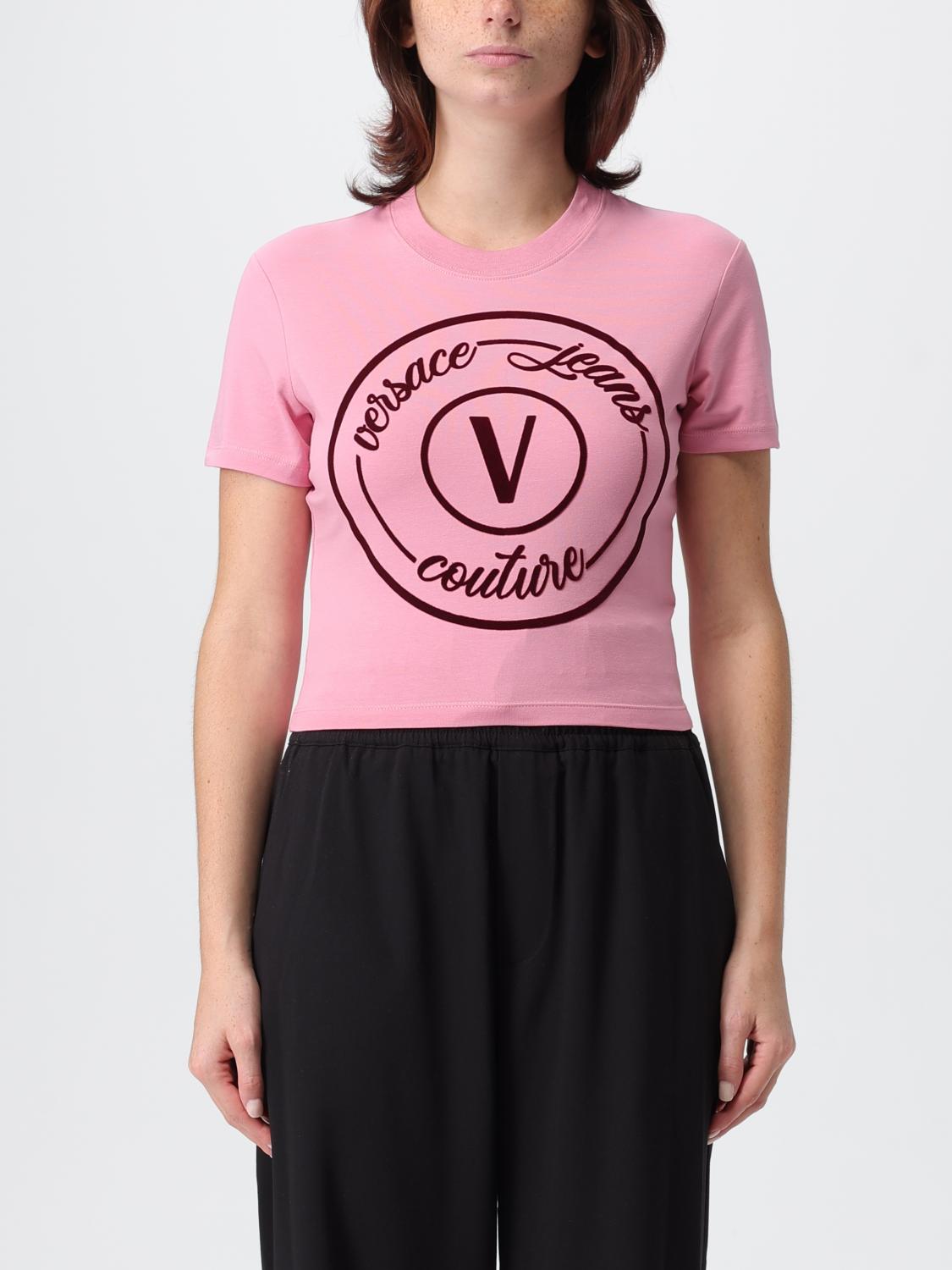 Versace Jeans Couture Circular-logo T-shirt In Pink