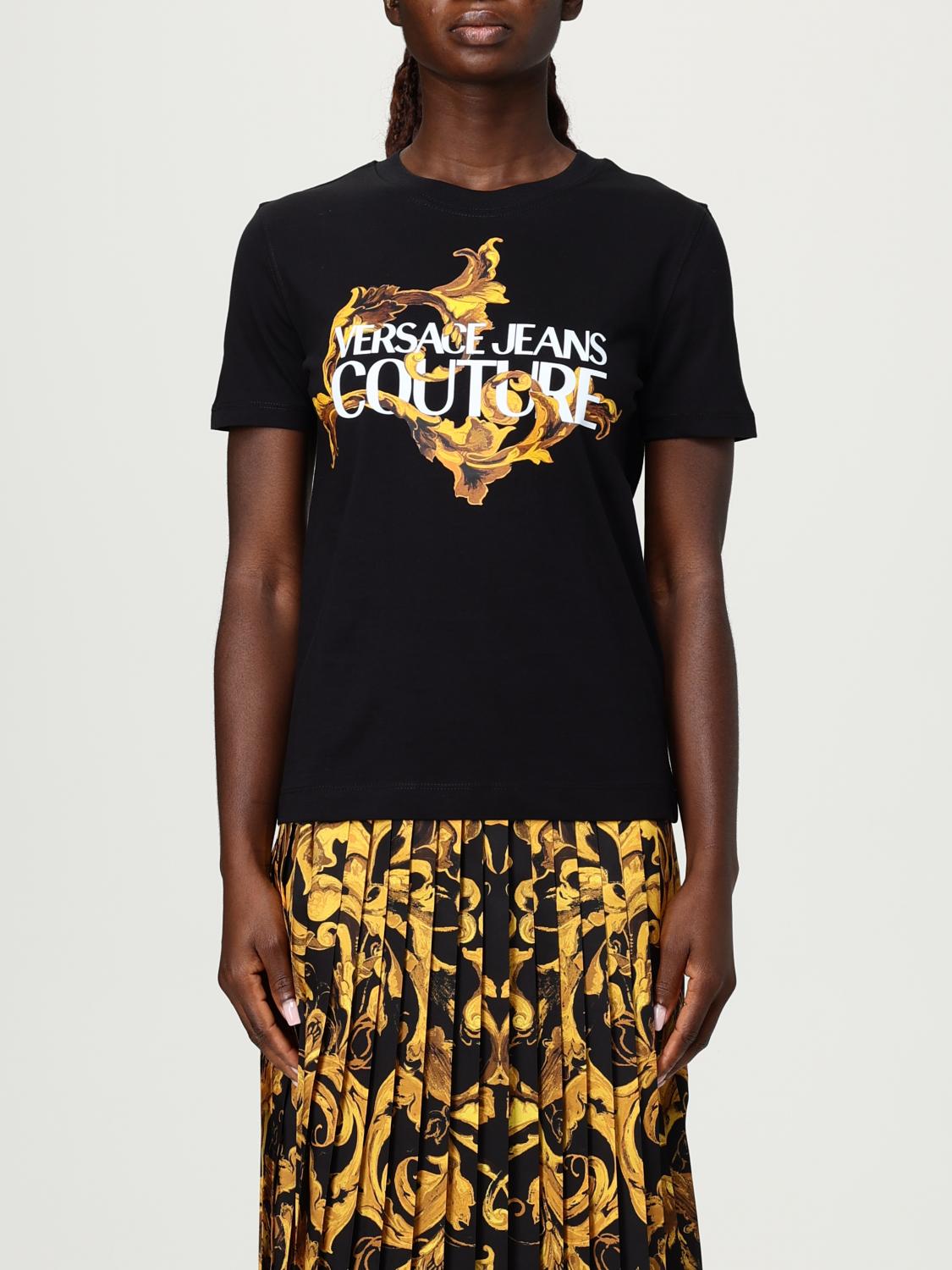 Versace Jeans Couture Black Screen-printed Cotton Jersey T-shirt In Black
