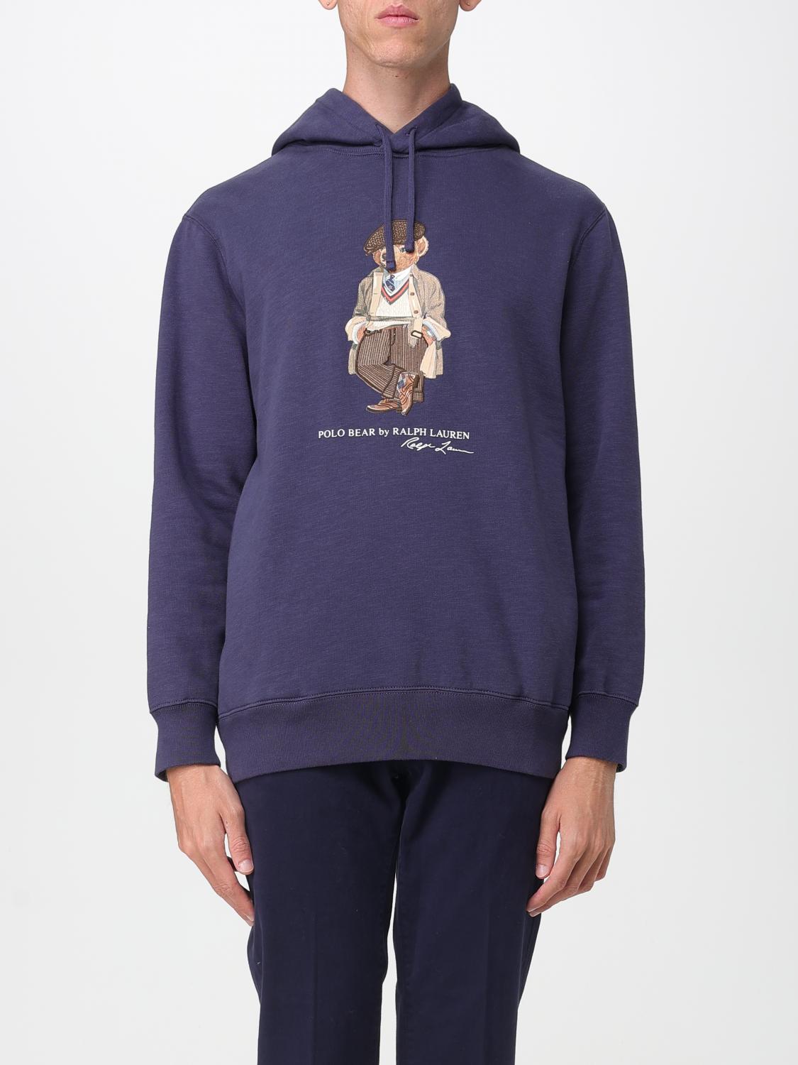 Polo Ralph Lauren Hooded Sweatshirt With Graphic Print And Pocket In Blue