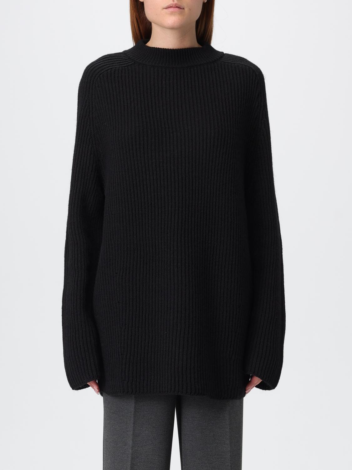 Liu •jo Oversized Round Neck Sweater With Cut Out In Black