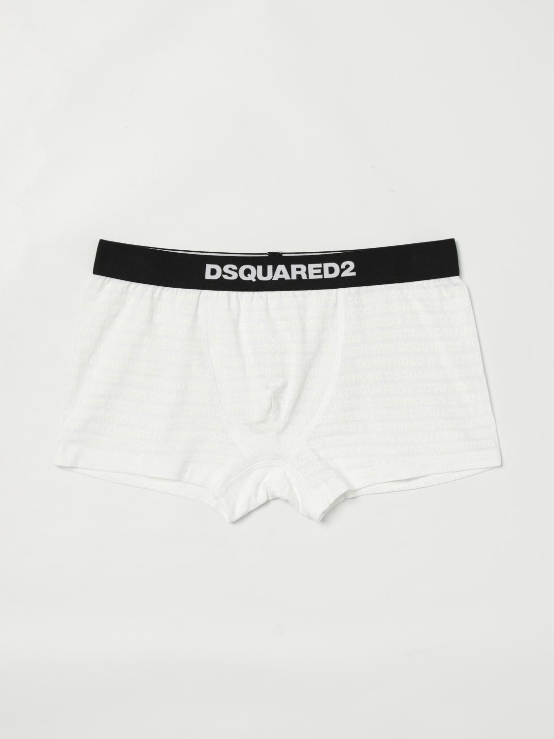 Dsquared2 Stretch Cotton Blend Logo Waistband Boxers In White