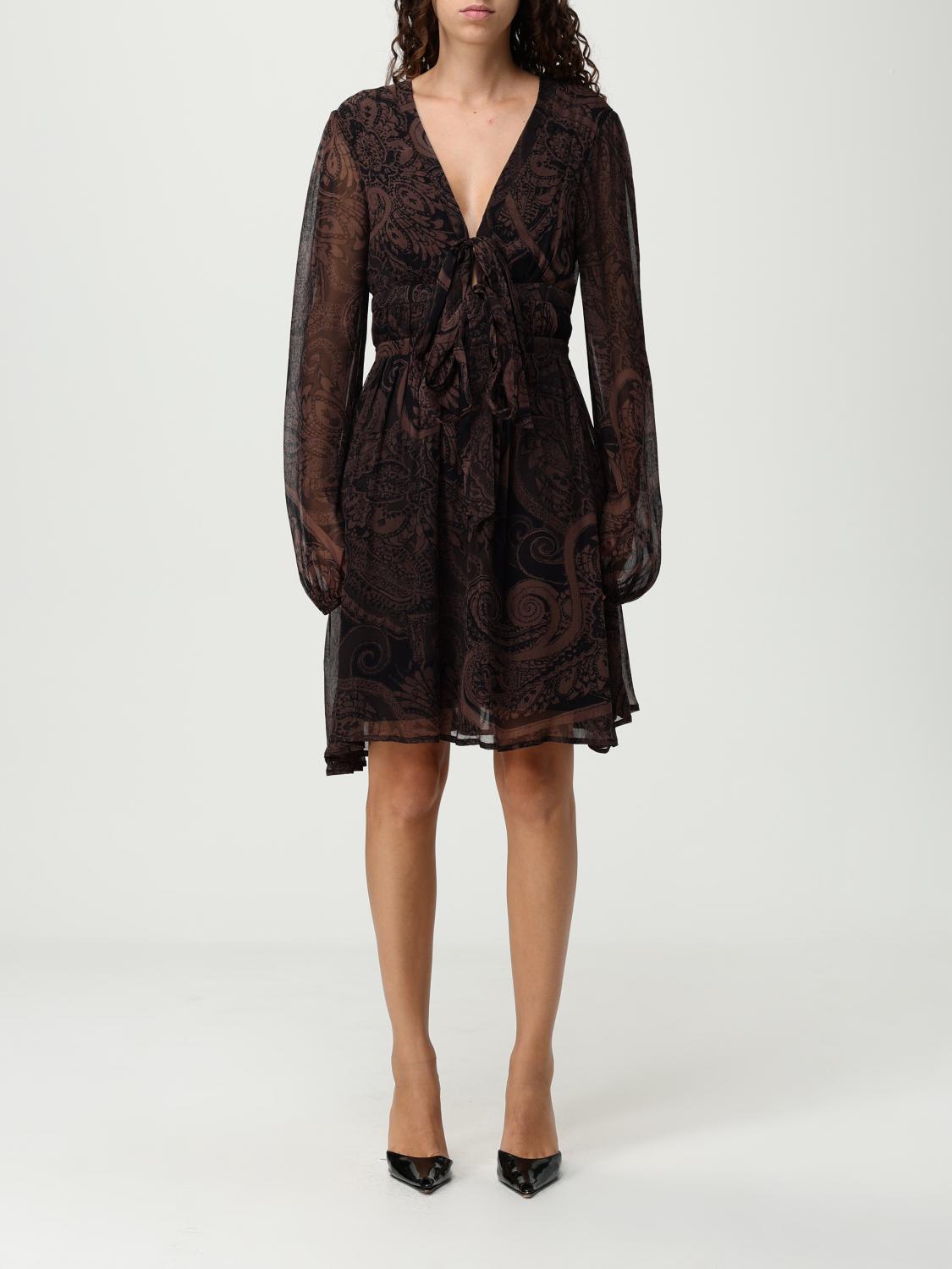 Pinko Dress Woman Color Brown In Brown