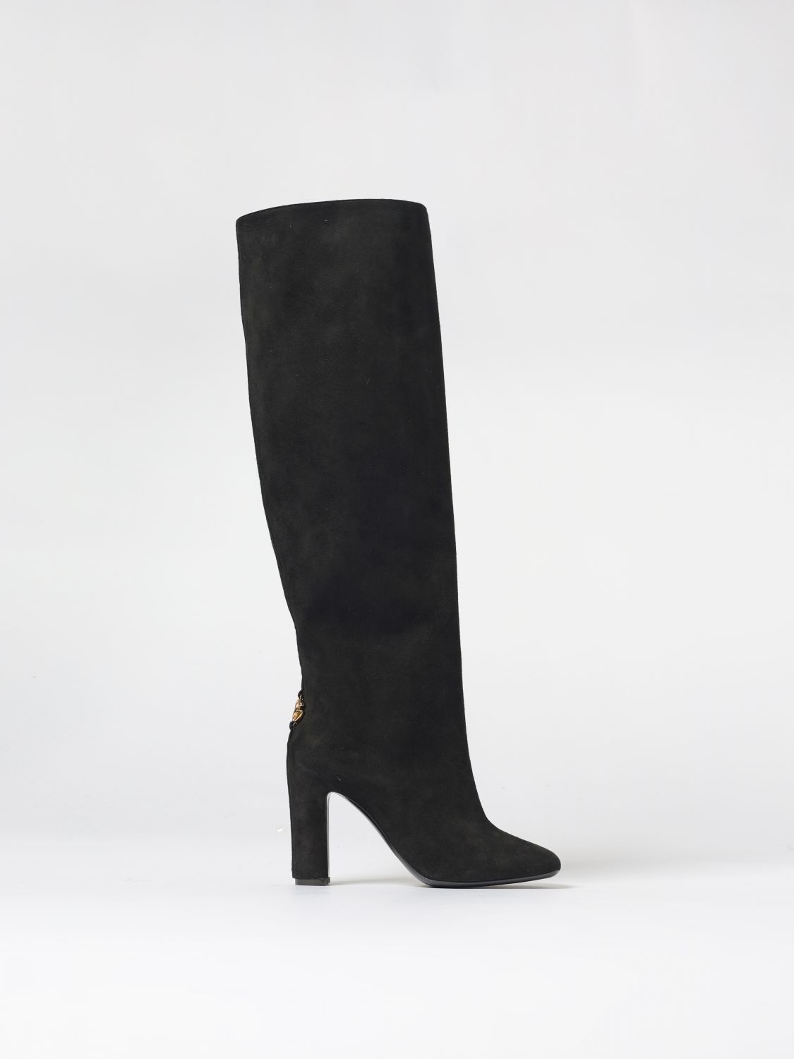 Dolce & Gabbana Chain-embellished Block-heel Boots In Black