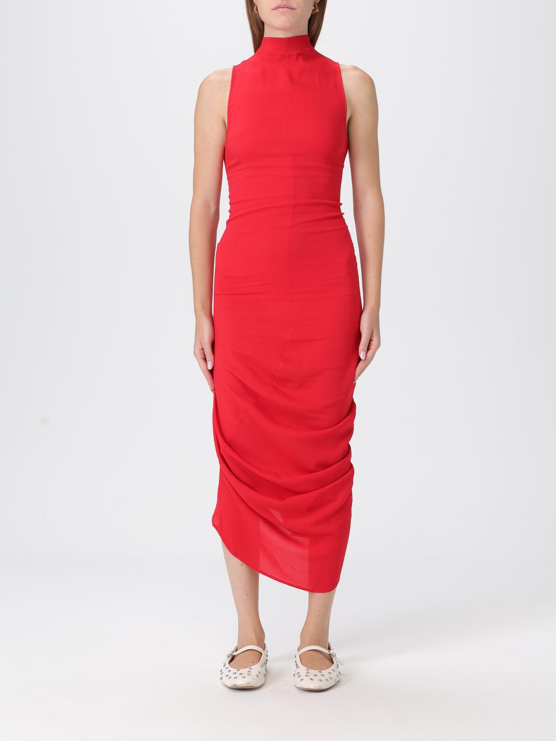 Jacquemus La Robe J Red Dress With J Application On The Back And Ruffle Details In Fabric Woman In Red