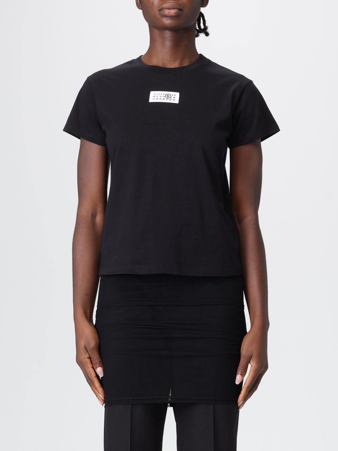 Mm6 Maison Margiela Numeric Cotton Jersey T-shirt In Black