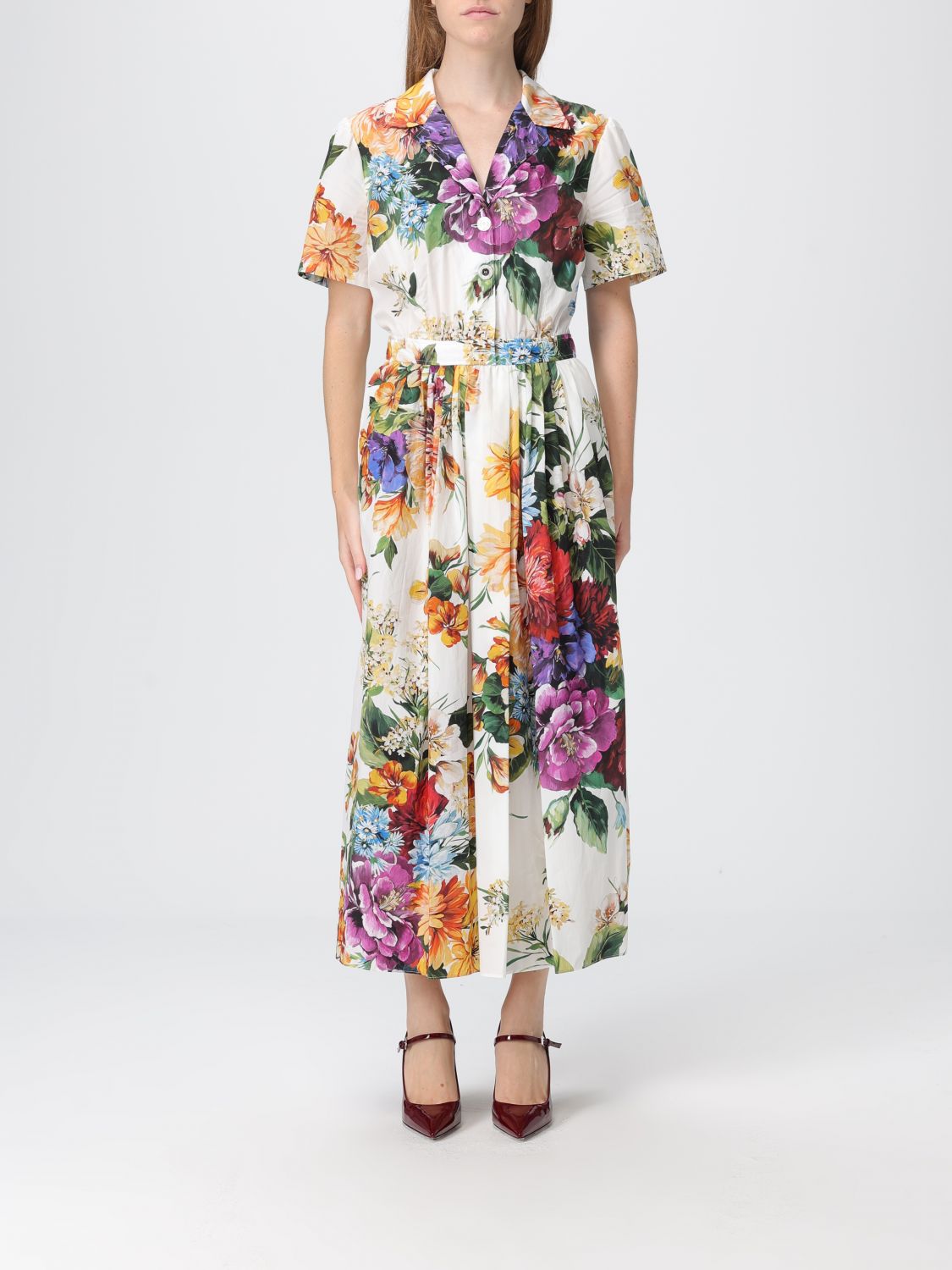 Dolce & Gabbana Midi Dress With A Floral Bouquet Print In Multi