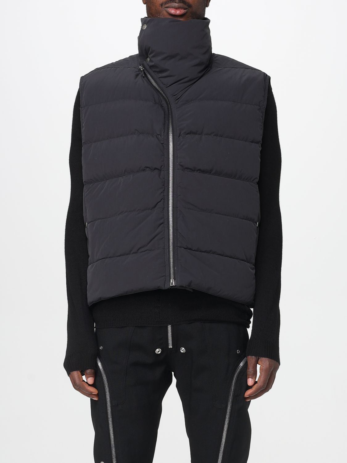 Rick Owens Quilted Asymmetrical Vest In Black