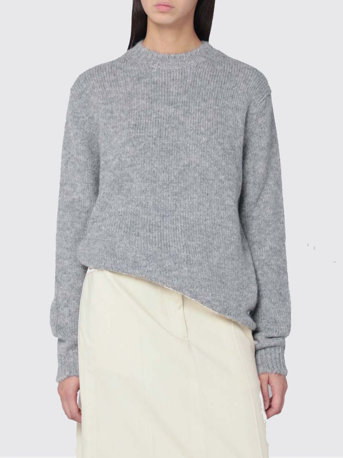 Jil Sander Light Grey Wool-blend Sweater In Gray
